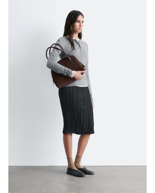 & Other Stories White Half-Placket Wool Top