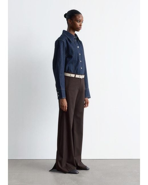 & Other Stories Blue Topstitched Denim Shirt