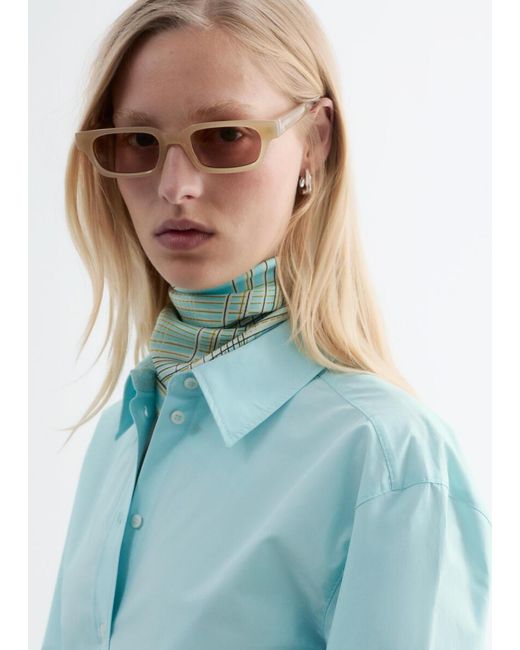 & Other Stories Blue Tapered Cotton Shirt