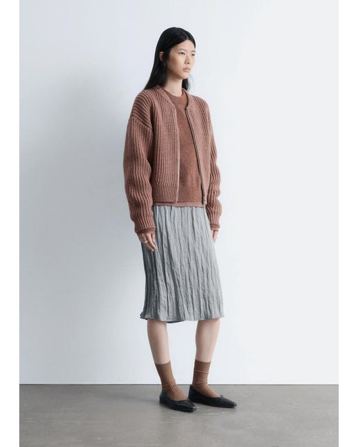 & Other Stories Brown Knitted Wool Bomber Jacket
