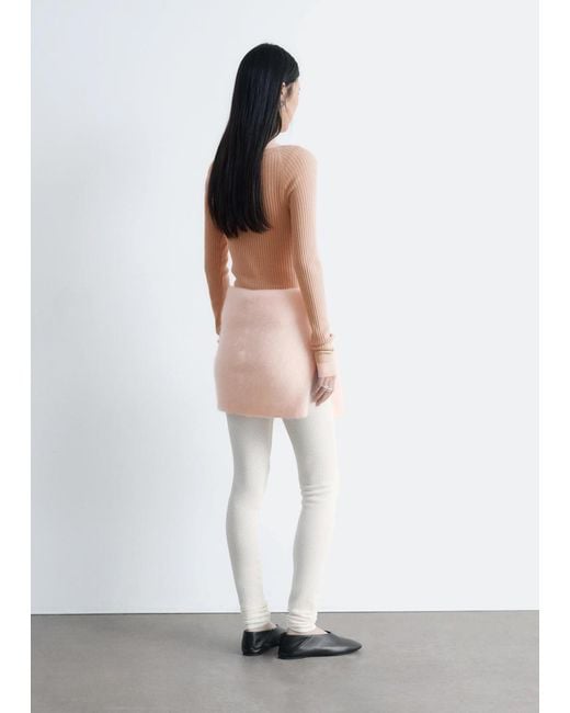 & Other Stories White Boat-Neck Rib-Knit Top