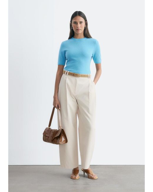 & Other Stories Blue Short-Sleeve Cashmere Top