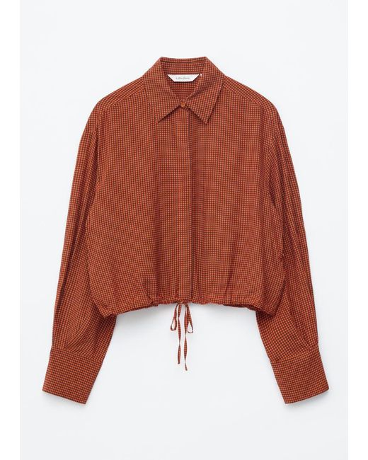 & Other Stories White Checked Drawstring Shirt