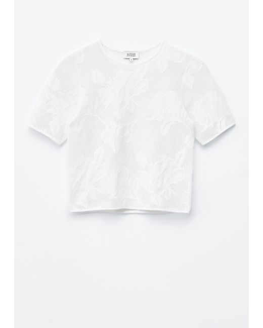 & Other Stories White Cotton Pointelle Jacquard Top