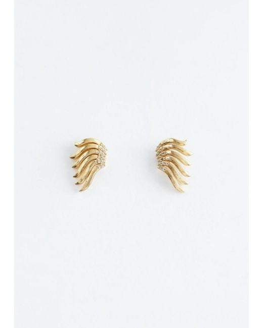 & Other Stories White Multi Wire Crystal Earrings