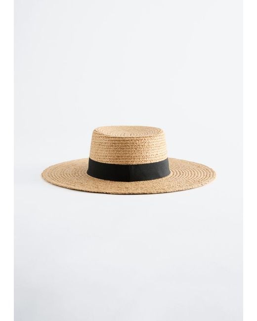 & Other Stories White Grosgrain-Trimmed Raffia Straw Hat