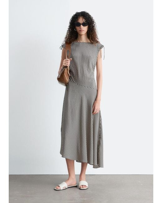 & Other Stories Gray Asymmetric Draped Midi Dress