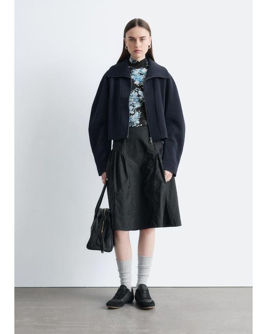 & Other Stories Black Floral-Patterned Turtleneck Top
