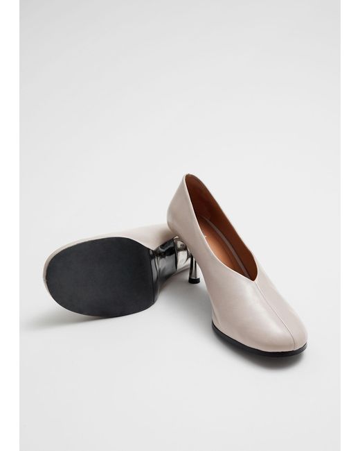 & Other Stories White Silver Heel Leather Pumps