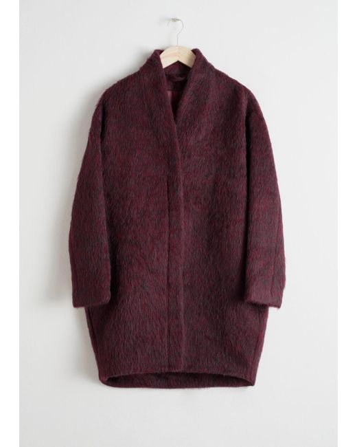 & Other Stories Red Wool Blend Coat