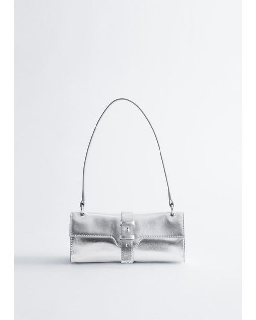 & Other Stories Blue Mini Leather Shoulder Bag