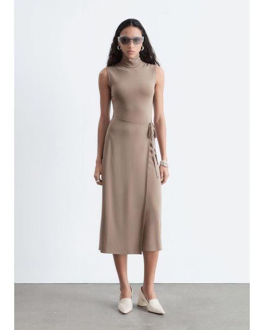 & Other Stories White Sleeveless Turtleneck Midi Dress