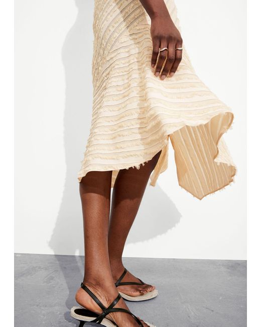 & Other Stories Natural Textured Strappy Midi Dress