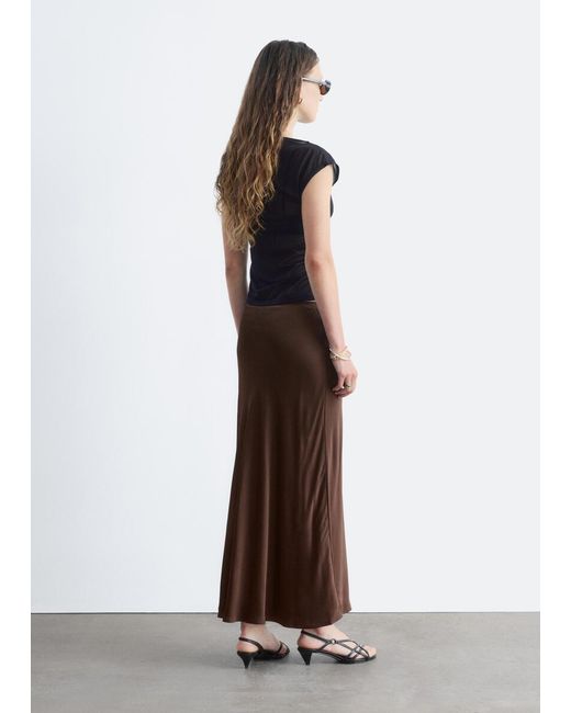 & Other Stories Brown Satin Maxi Skirt