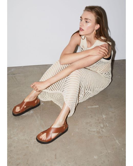 & Other Stories Brown Criss-cross Leather Sandals