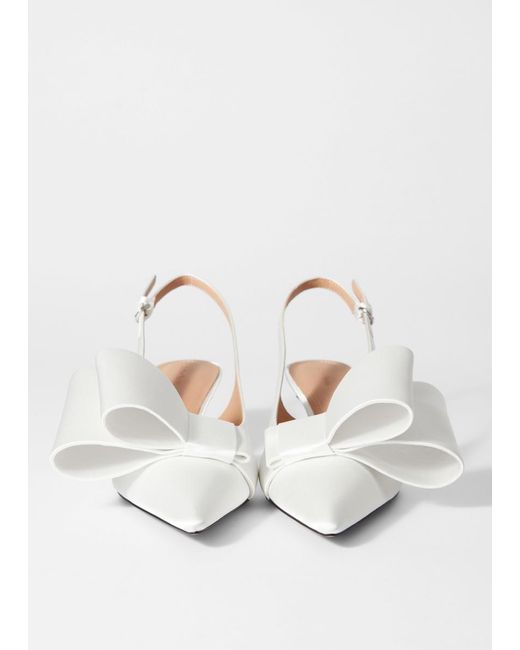 & Other Stories White Bow-Embellished Satin Pumps