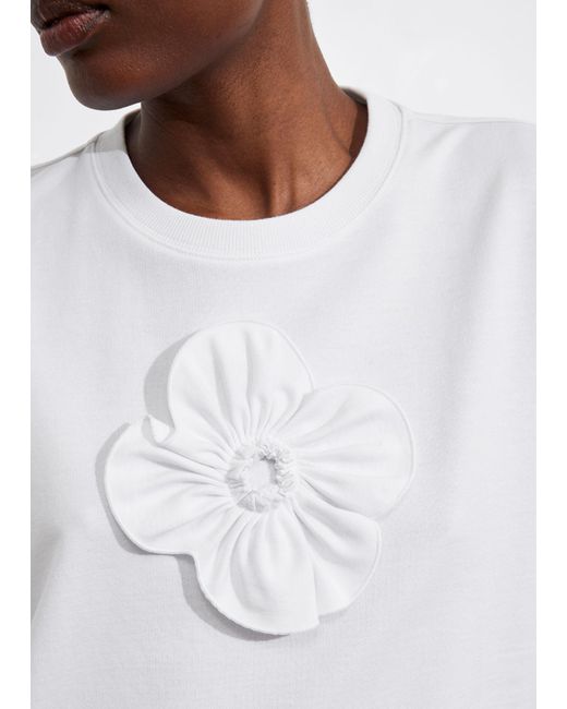 & Other Stories White Floral-appliqué T-shirt