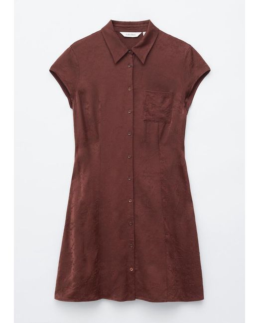 & Other Stories Brown Jacquard Mini Shirt Dress