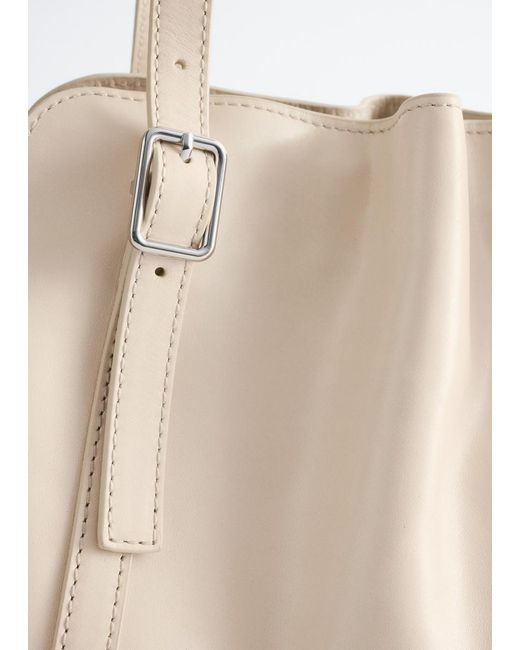 & Other Stories Blue Low-Profile Leather Shoulder Bag