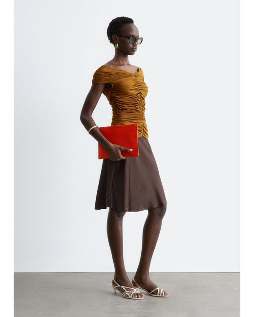 & Other Stories Red Ruched Jersey Top