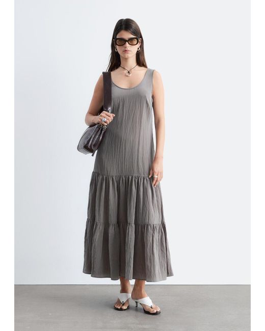 & Other Stories Gray Tiered Maxi Dress