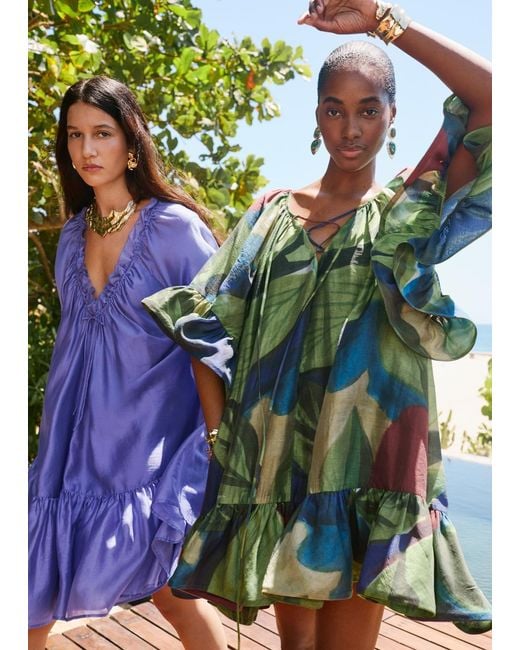 & Other Stories Blue Flounced Mini Dress