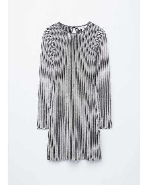 & Other Stories White Long-Sleeve Rib-Knit Mini Dress