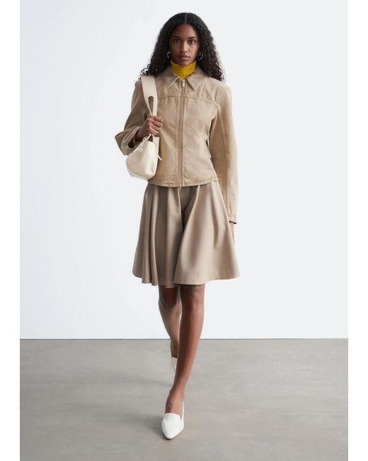 & Other Stories Natural Fitted Zip-Up Denim Jacket