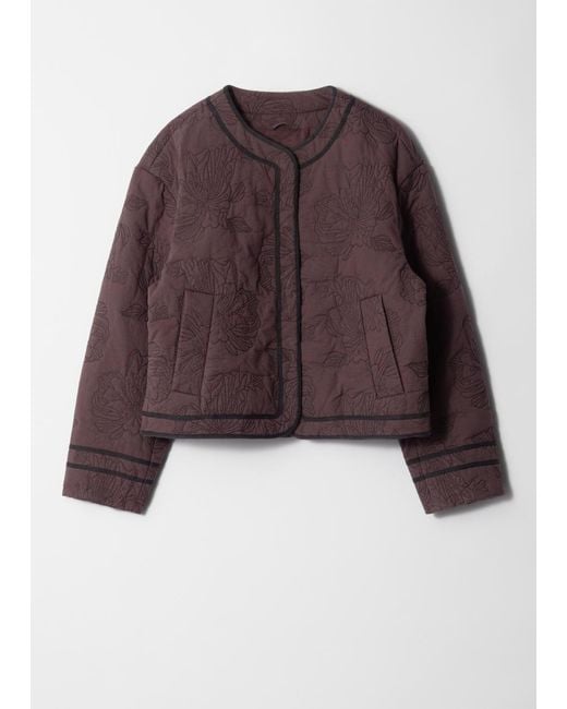 & Other Stories Brown Floral Pattern Quilted Jacket