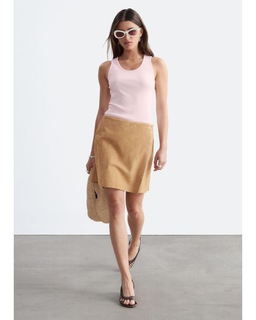 & Other Stories Pink Ribbed Cotton Tank Top