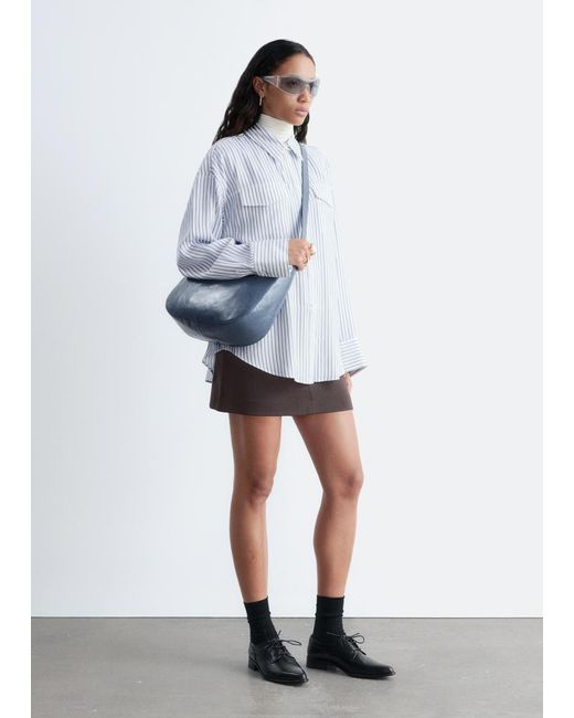 & Other Stories Blue Striped Patch-Pocket Shirt