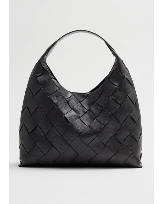 & Other Stories Black Braided Leather Tote