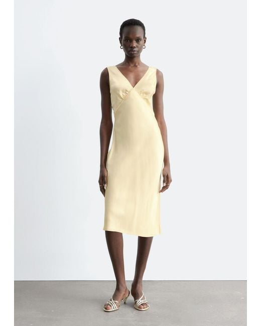 & Other Stories Multicolor V-Neck Slip Midi Dress