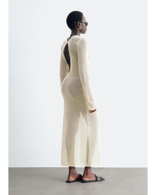 & Other Stories White Open-Knit Cotton Dress
