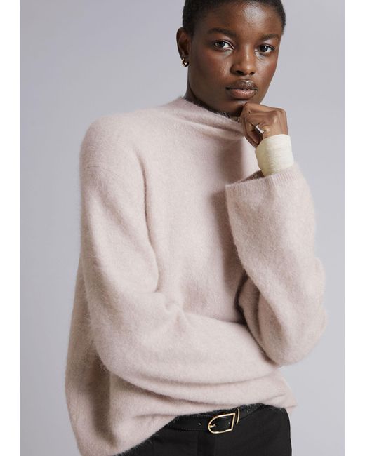 & Other Stories Natural Mock-neck Knit Sweater