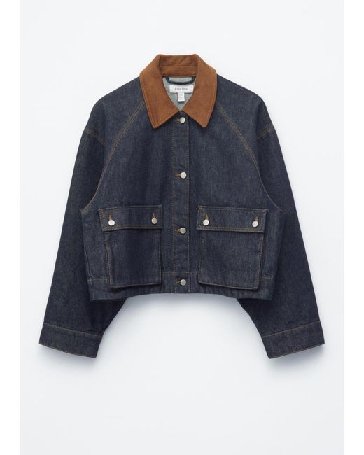 & Other Stories Blue Short Cord-Collar Denim Jacket