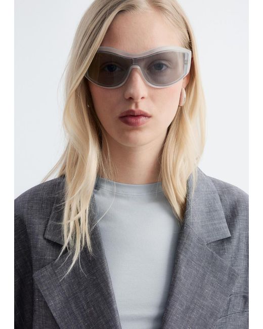 & Other Stories Gray Cropped Oversized Blazer