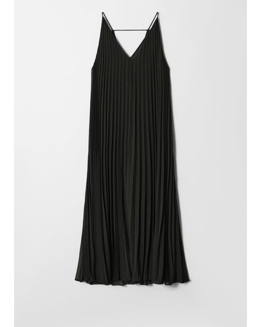 & Other Stories Black Pleated Maxi Dress