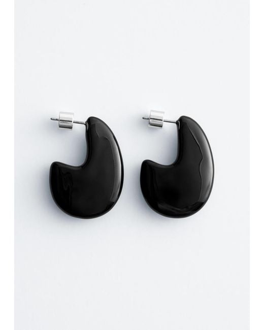 & Other Stories Black Chunky Droplet Earrings