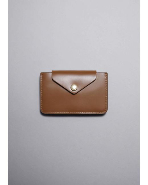& Other Stories Gray Leather Card Holder
