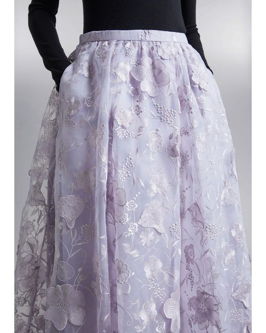 & Other Stories White Voluminous Floral Midi Skirt