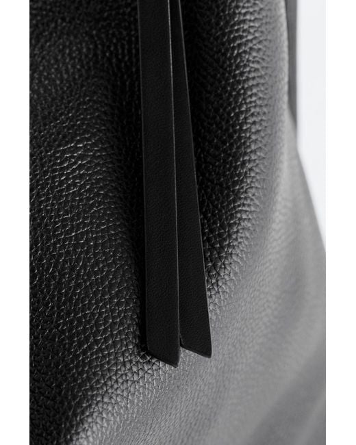 & Other Stories Black Leather Tote Bag