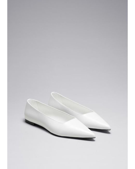 & Other Stories Gray Point-Toe Ballet Flats