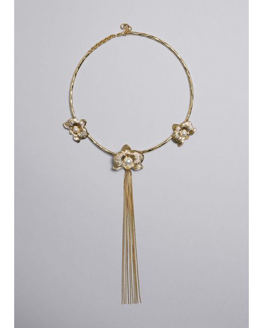 & Other Stories Metallic Flower Choker Necklace