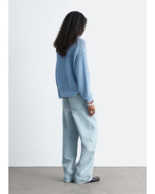 & Other Stories Blue Silk-Cotton Knit Jumper