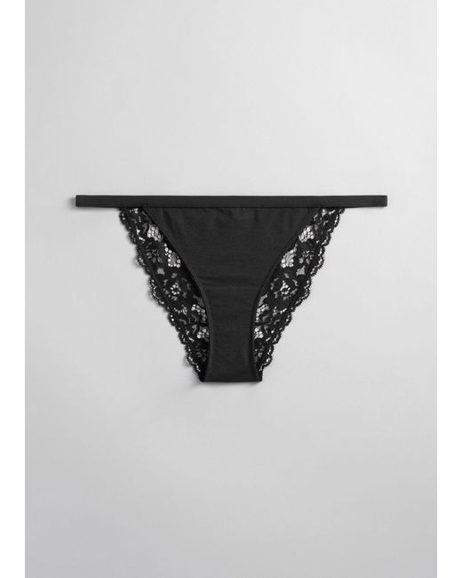 & Other Stories Black Scalloped Lace Mini Briefs