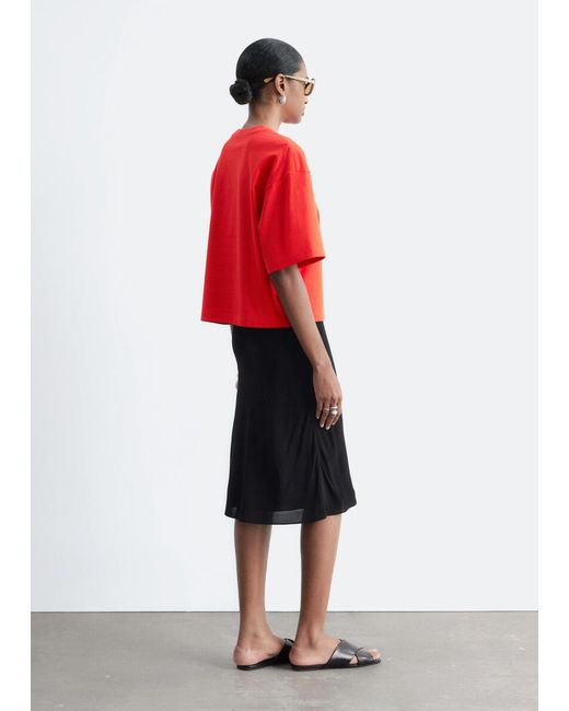 & Other Stories Red Boxy Cotton T-Shirt