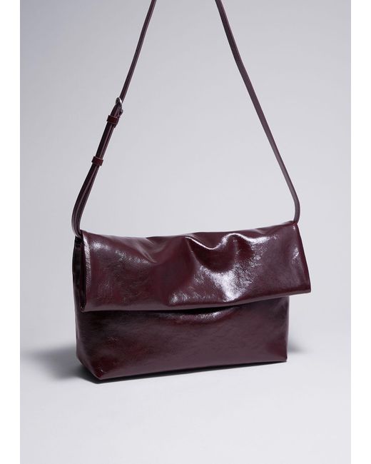 & Other Stories Purple Folded Patent-leather Clutch