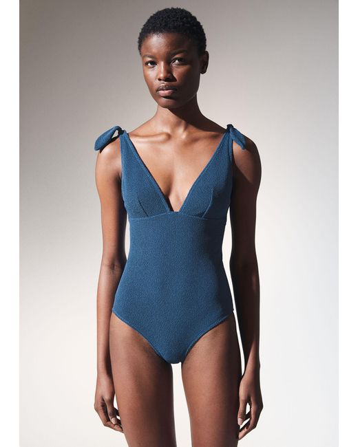 & Other Stories Blue Bow-detailed Swimsuit