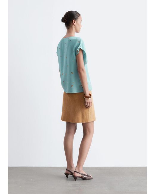 & Other Stories Blue Silk Scarf‑Detail Top
